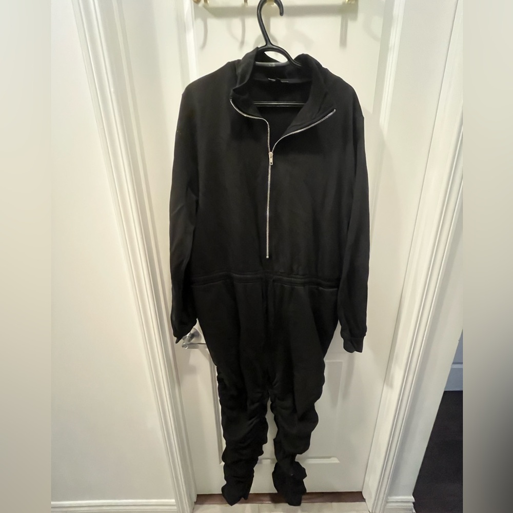 Black jumpsuit with front zipper